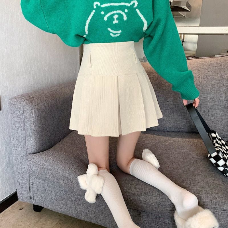 Jupe-Velour-Cotelé-Blanche