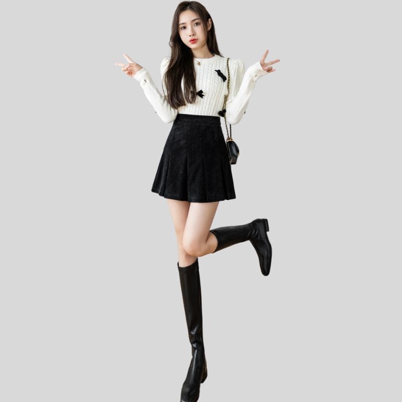 Jupe-Velour-Noir-Femme