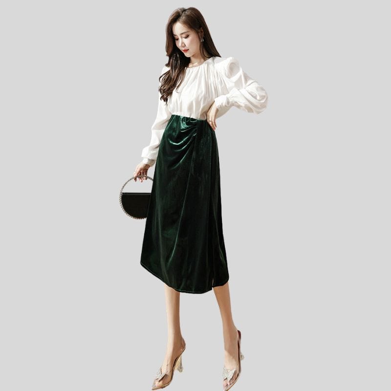 Jupe-Velour-Vert
