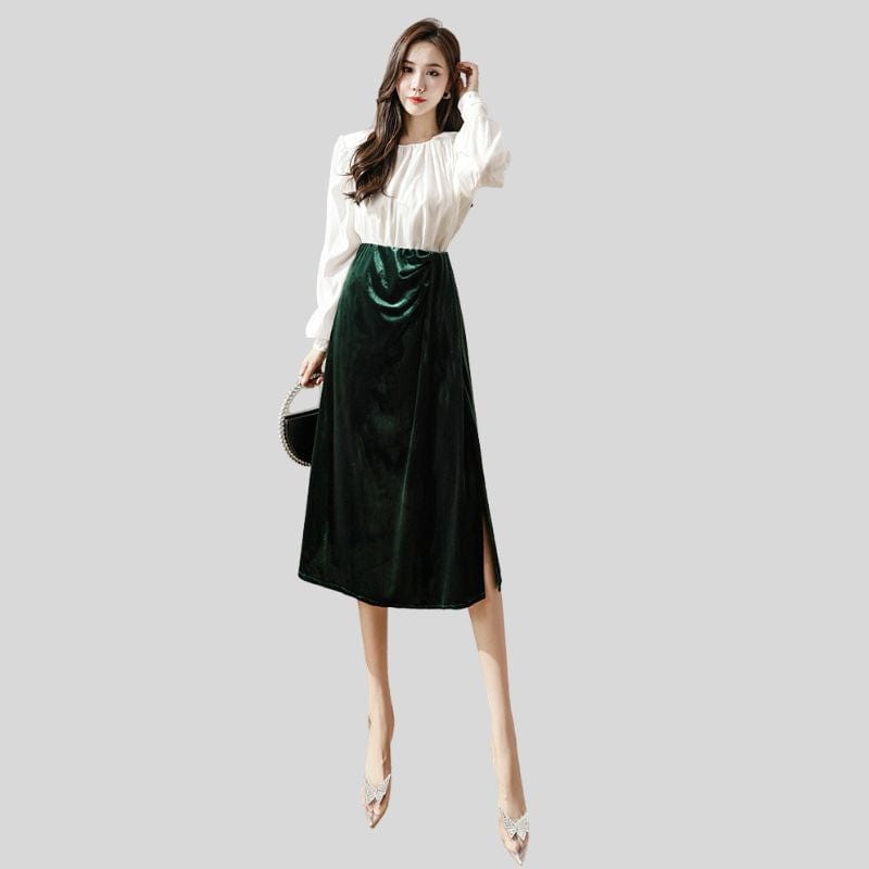Jupe-Velour-Vert