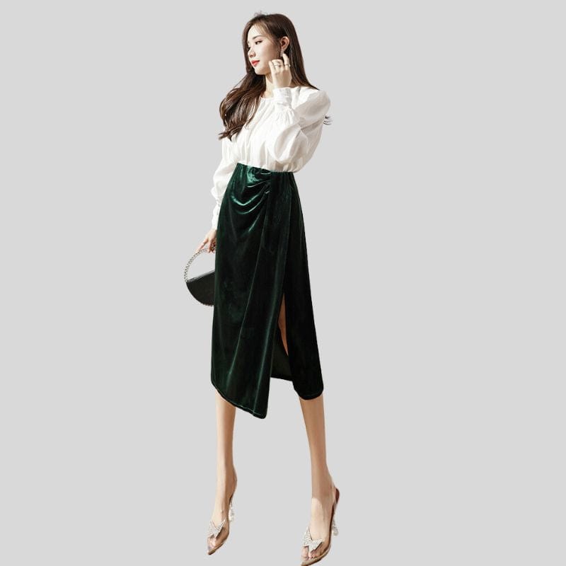 Jupe-Velour-Vert