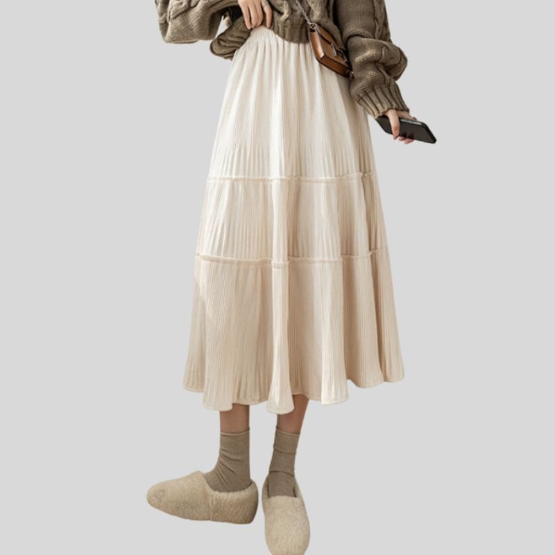 Jupe-Velours-Beige