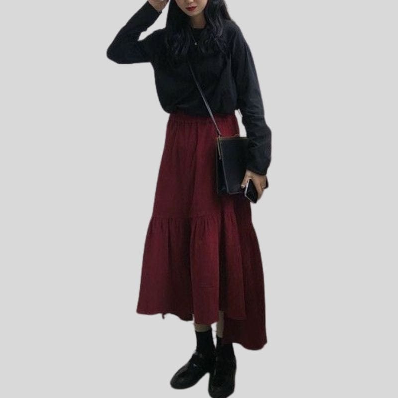 Jupe-Velours-Bordeaux