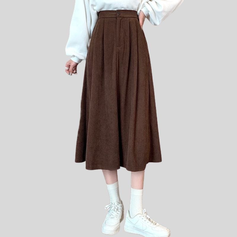 Jupe-Velours-Marron