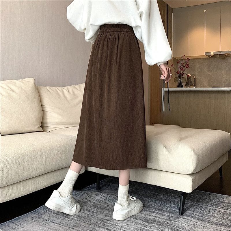 Jupe-Velours-Marron