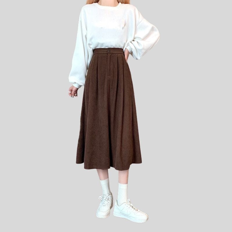 Jupe-Velours-Marron
