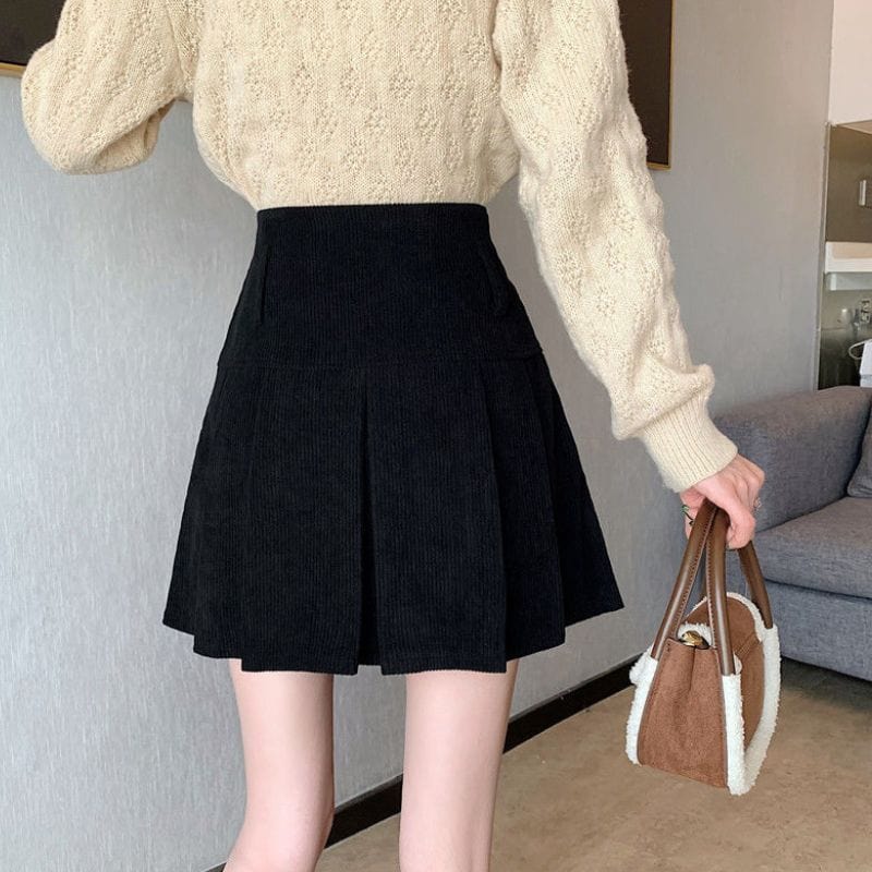 Jupe-Velours-Noir-Femme