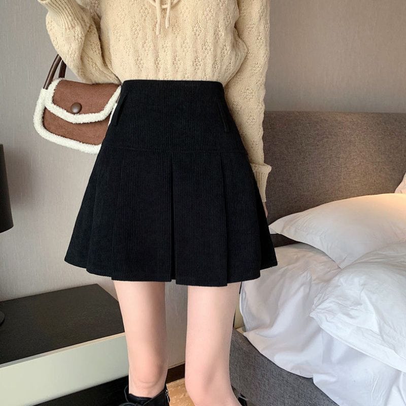 Jupe-Velours-Noir-Femme