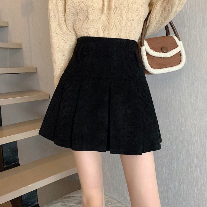 Jupe-Velours-Noir-Femme