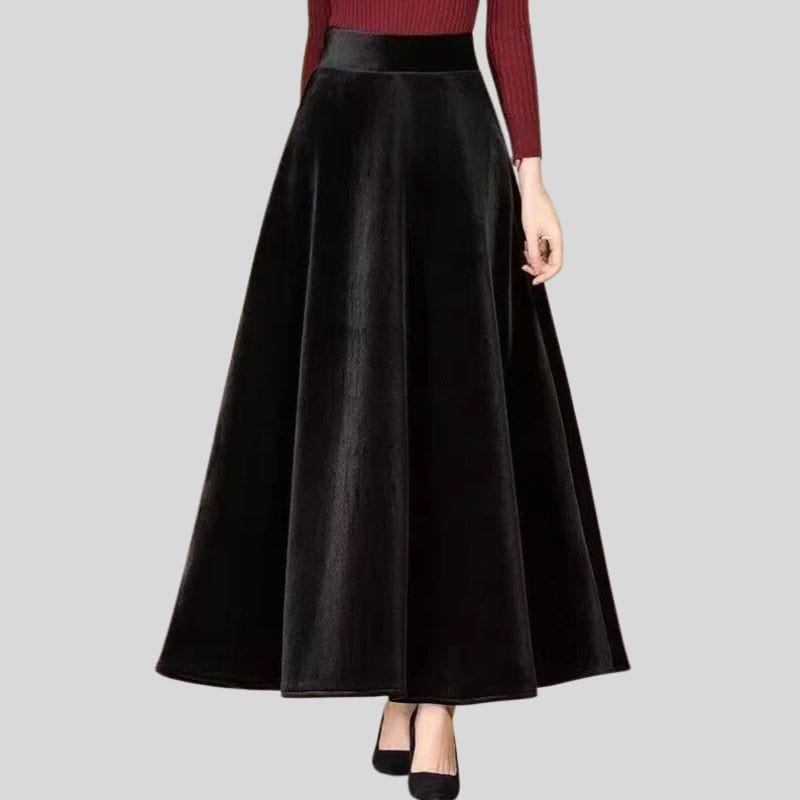 Jupe-Velours-Noire-Femme