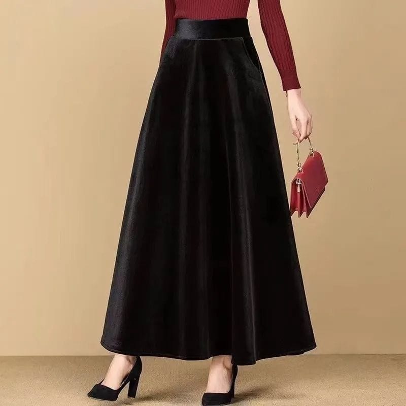 Jupe-Velours-Noire-Femme