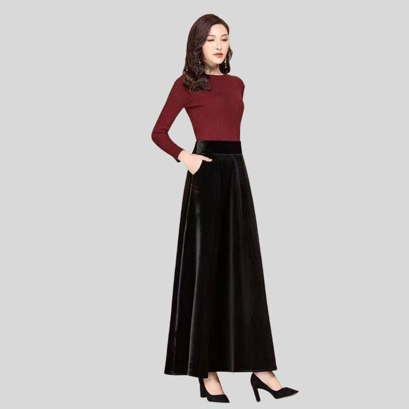 Jupe-Velours-Noire-Femme