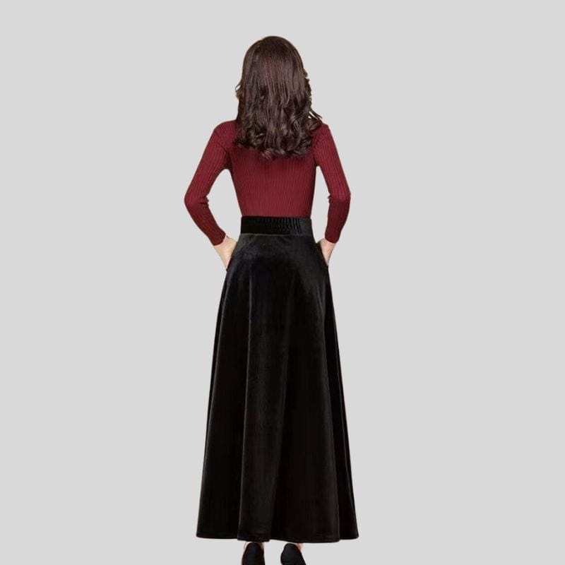 Jupe-Velours-Noire-Femme