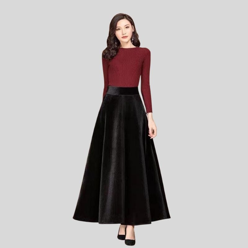 Jupe-Velours-Noire-Femme