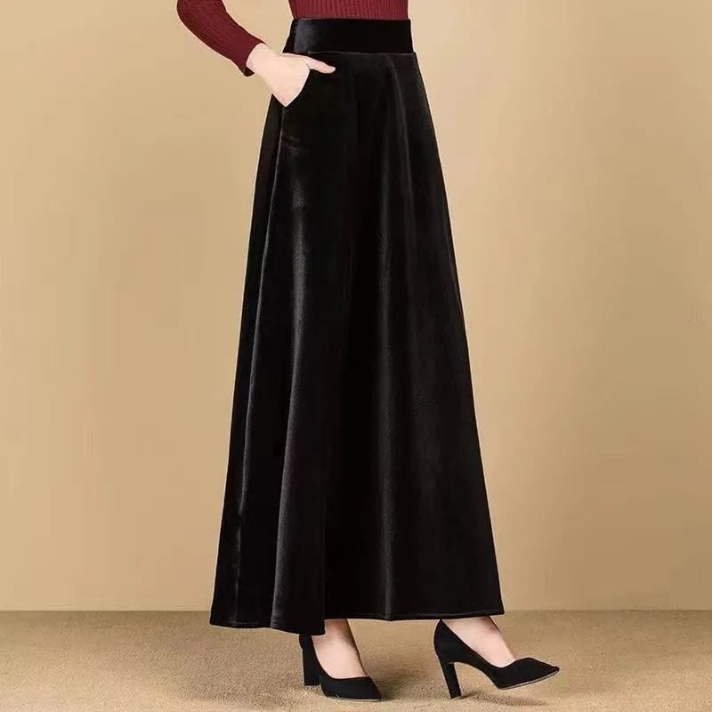 Jupe-Velours-Noire-Femme