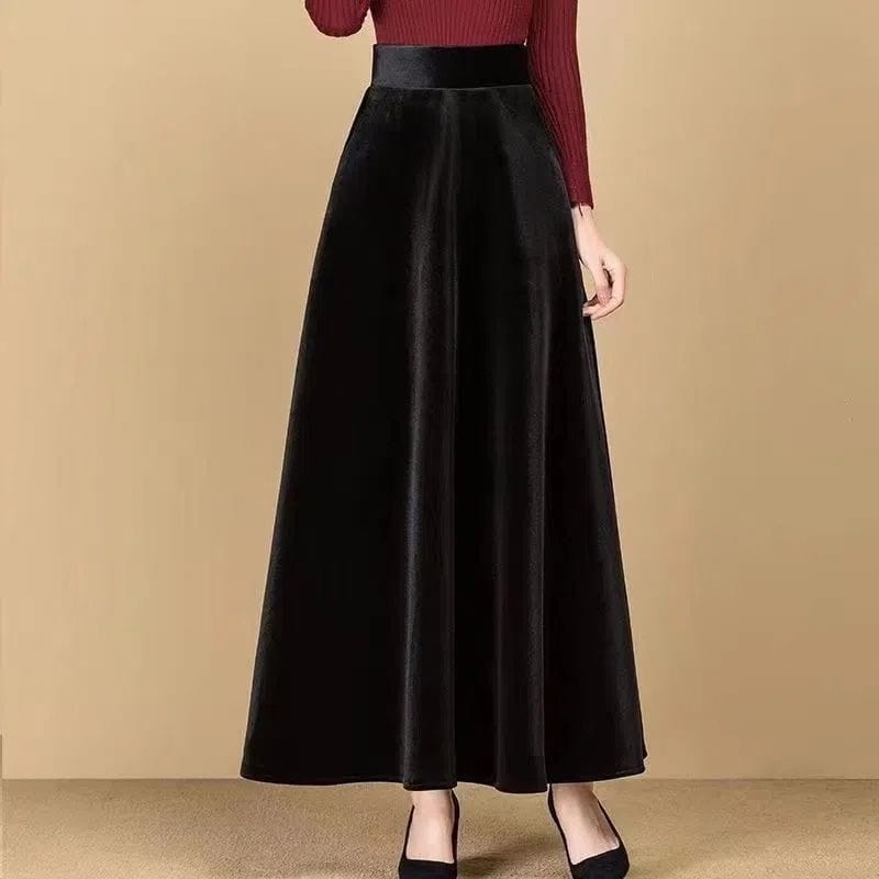 Jupe-Velours-Noire-Femme