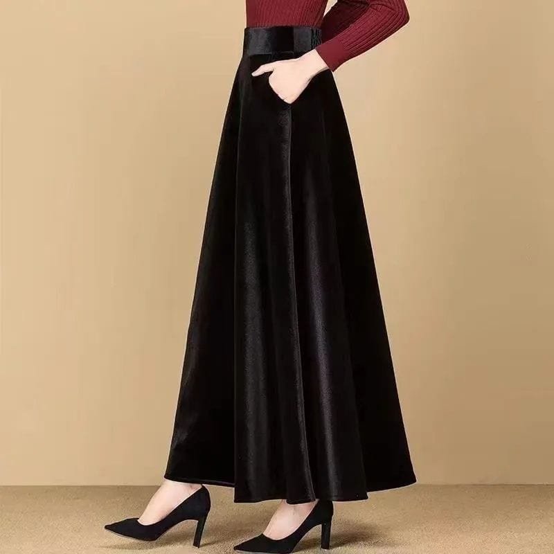 Jupe-Velours-Noire-Femme