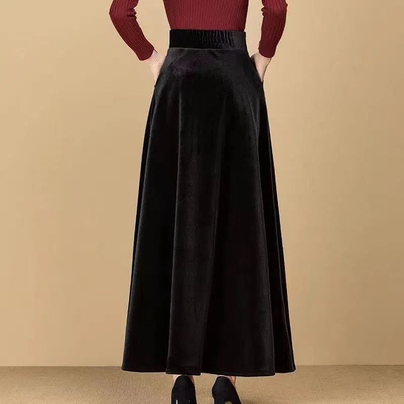 Jupe-Velours-Noire-Femme