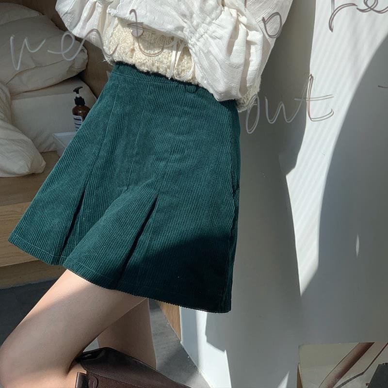 Jupe-Velours-Vert-Sapin