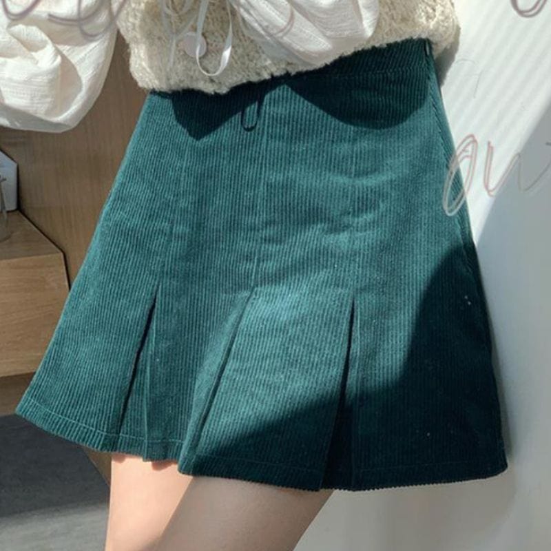 Jupe-Velours-Vert-Sapin