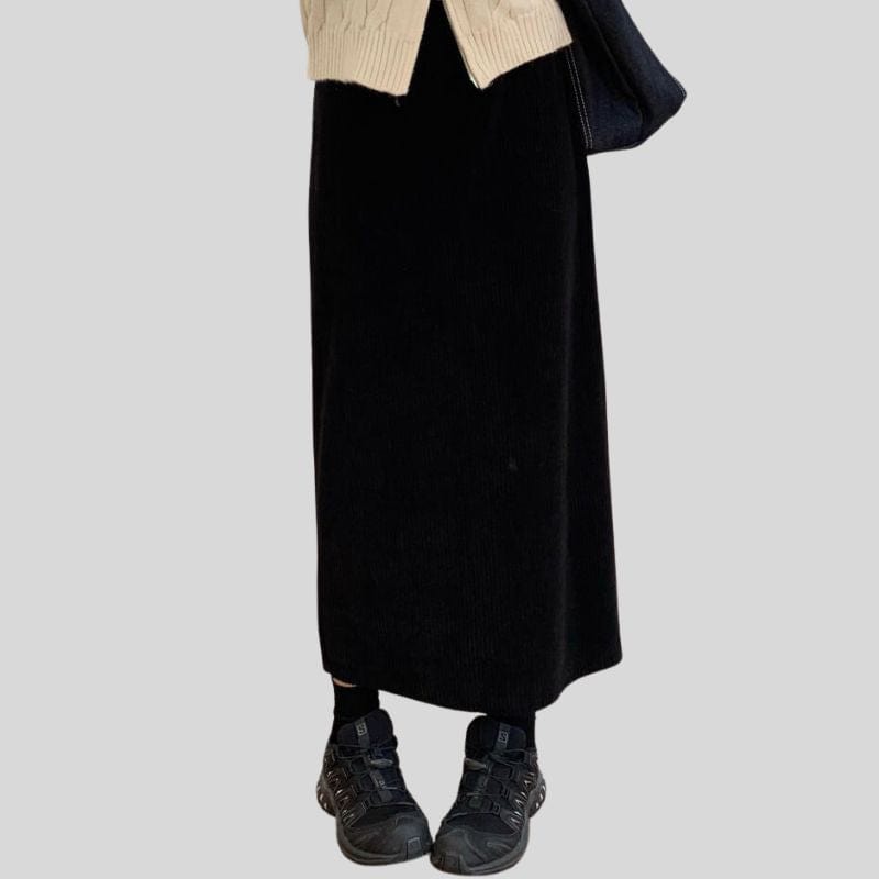 Jupe-en-Velours-Cotelé-Femme