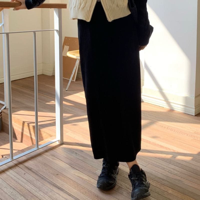 Jupe-en-Velours-Cotelé-Femme