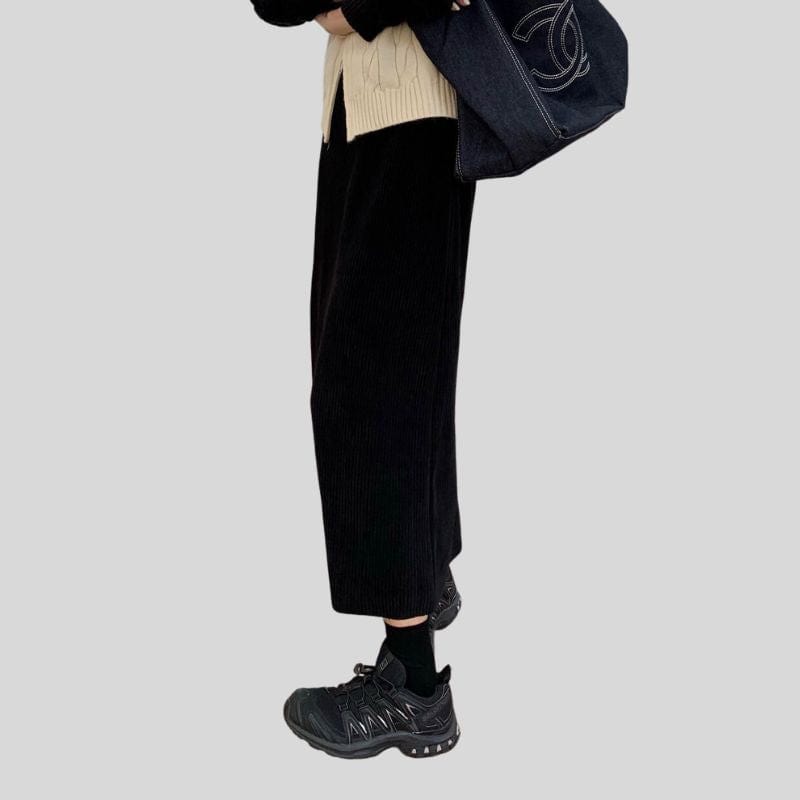 Jupe-en-Velours-Cotelé-Femme