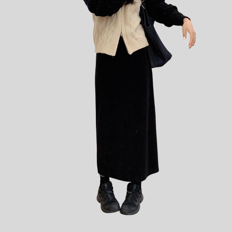 Jupe-en-Velours-Cotelé-Femme