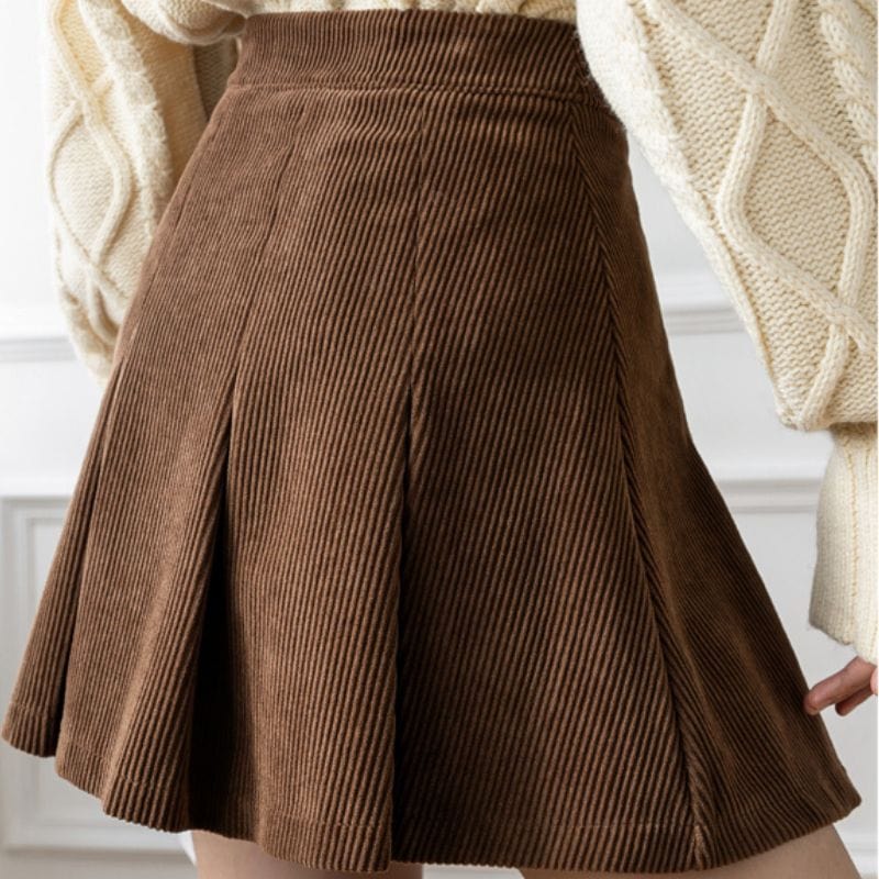 Jupe-en-Velours-Marron