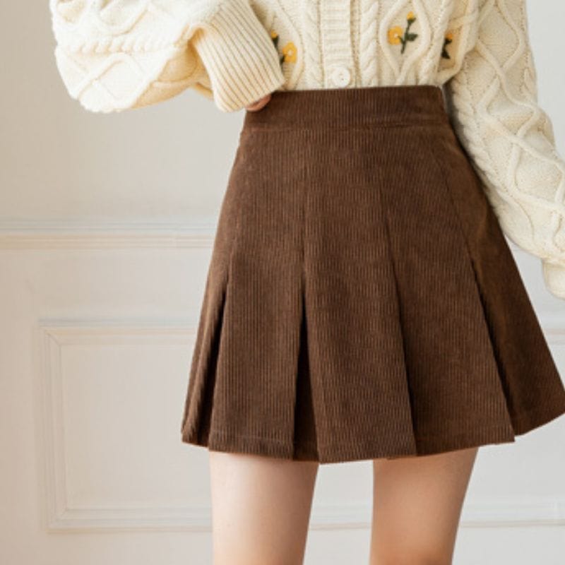Jupe-en-Velours-Marron