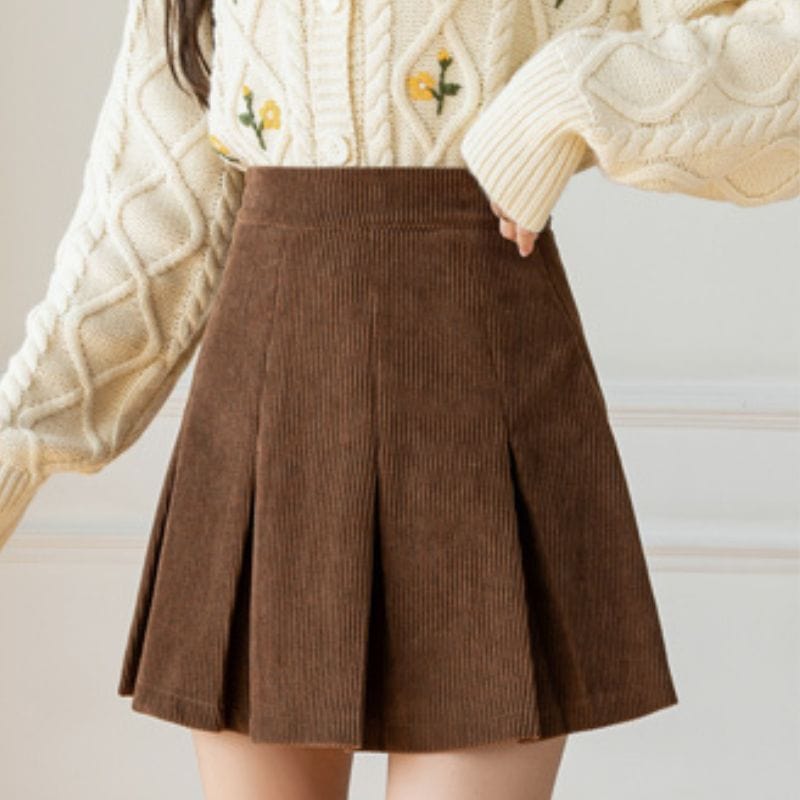 Jupe-en-Velours-Marron