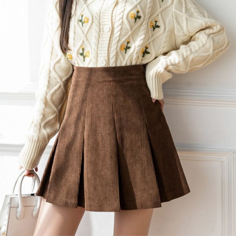 Jupe-en-Velours-Marron