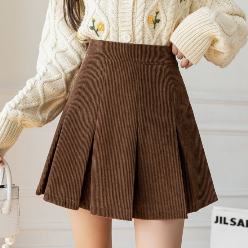 Jupe-en-Velours-Marron