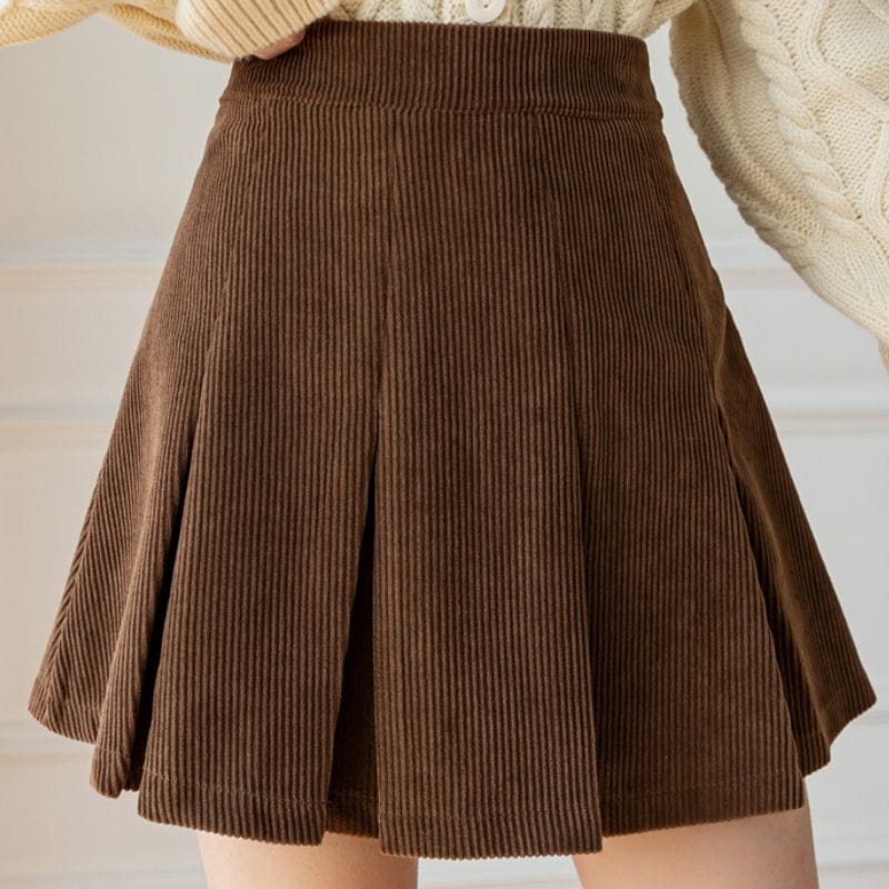Jupe-en-Velours-Marron