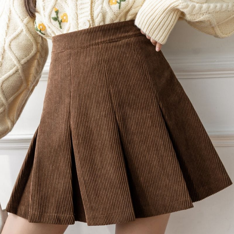 Jupe-en-Velours-Marron