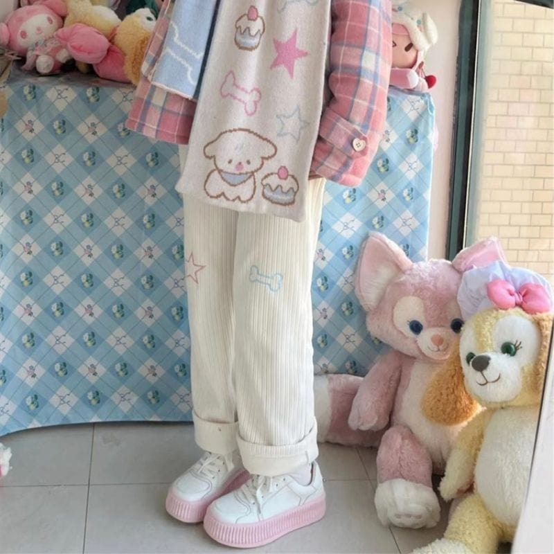 Pantalon-Blanc-Velours-Femme