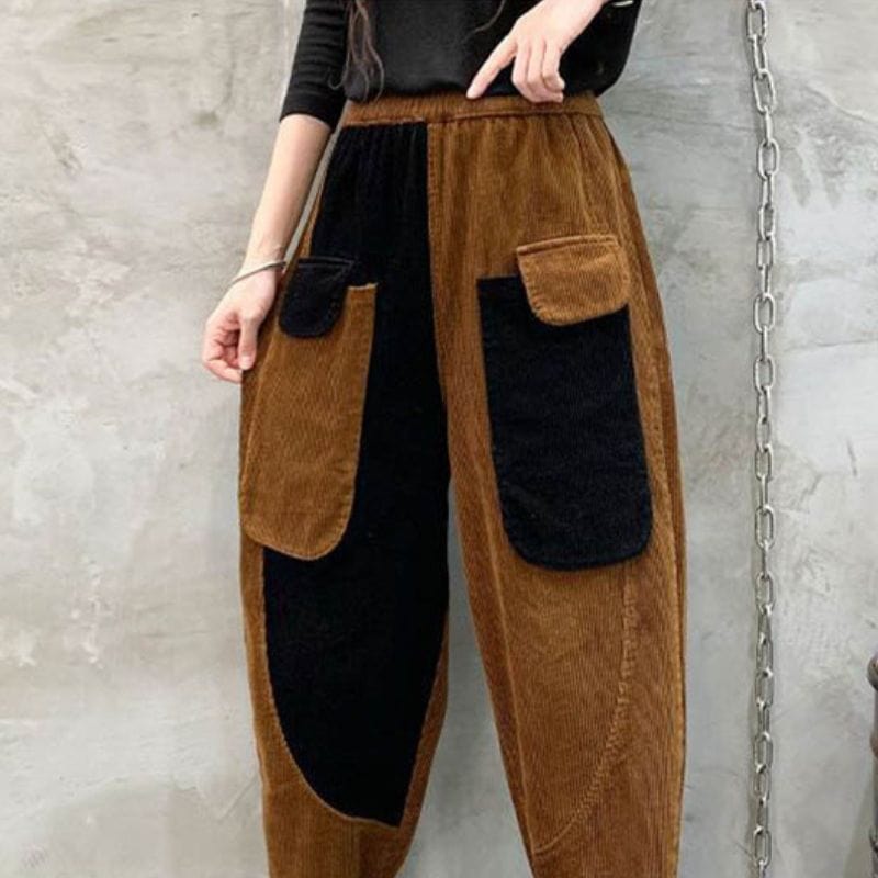 Pantalon Carotte Velours Femme