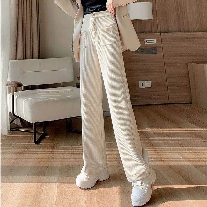 Pantalon-Femme-Gros-Velours-Cotelé
