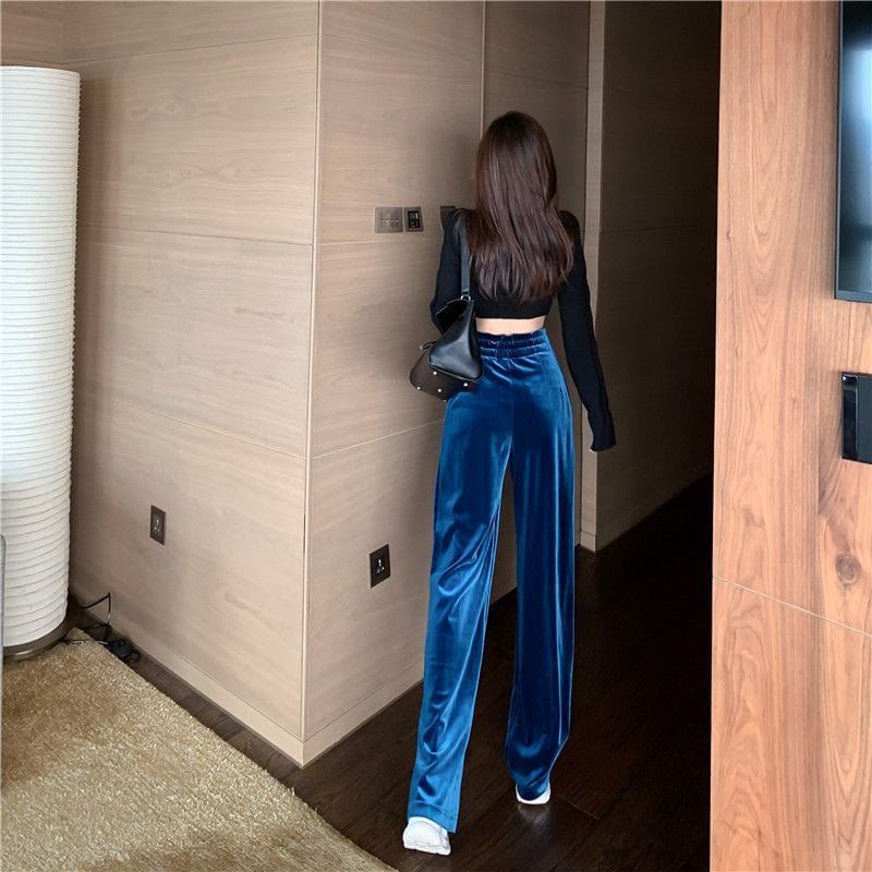 Pantalon-Femme-Velours-Lisse