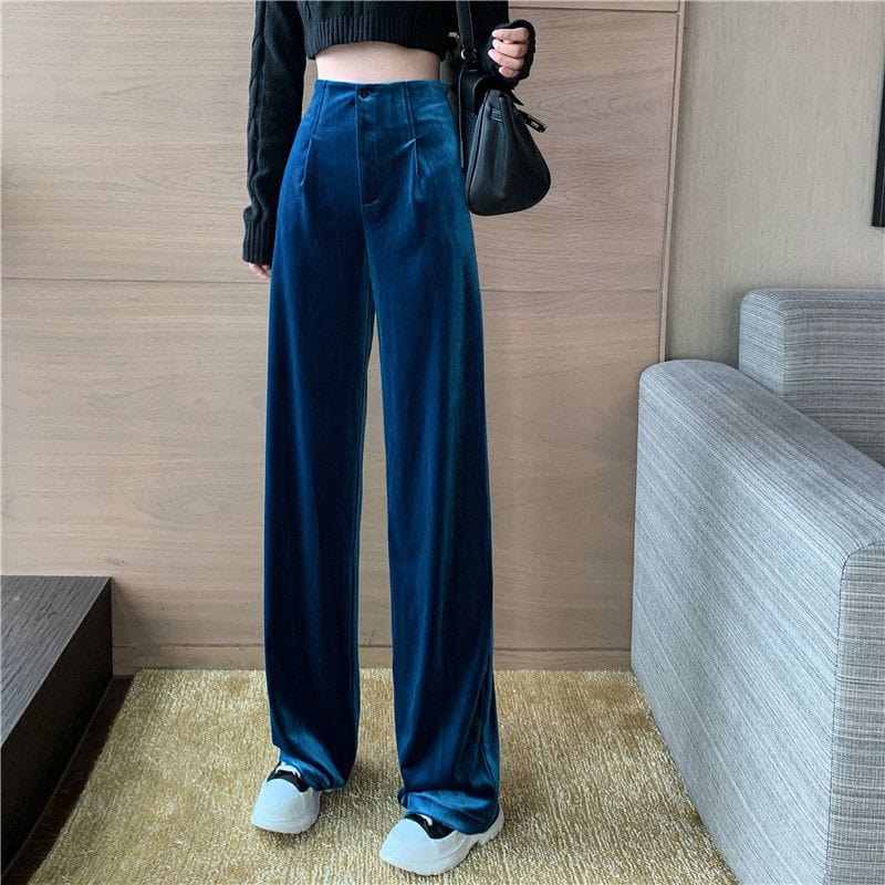 Pantalon-Femme-Velours-Lisse