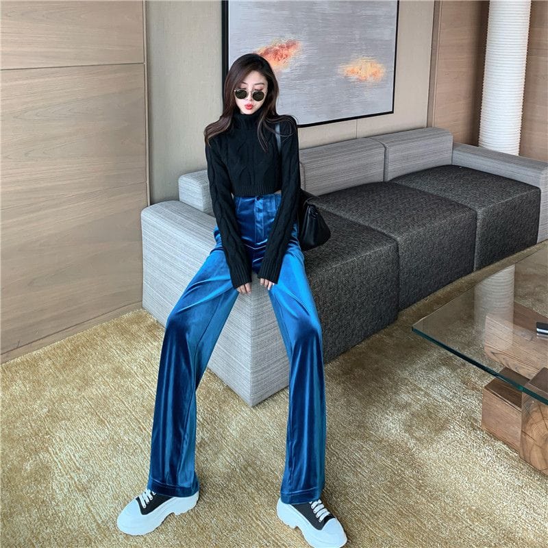 Pantalon-Femme-Velours-Lisse