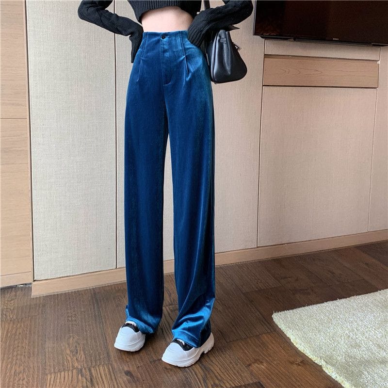 Pantalon-Femme-Velours-Lisse