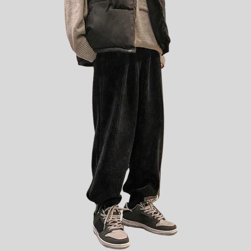 Pantalon-Noir-Velour-Homme