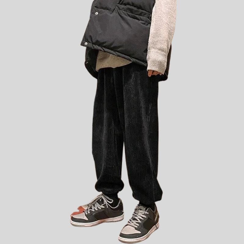 Pantalon-Noir-Velour-Homme