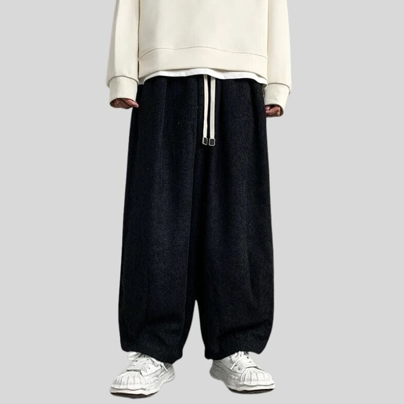 Pantalon-Noir-Velours-Cotelé-Homme