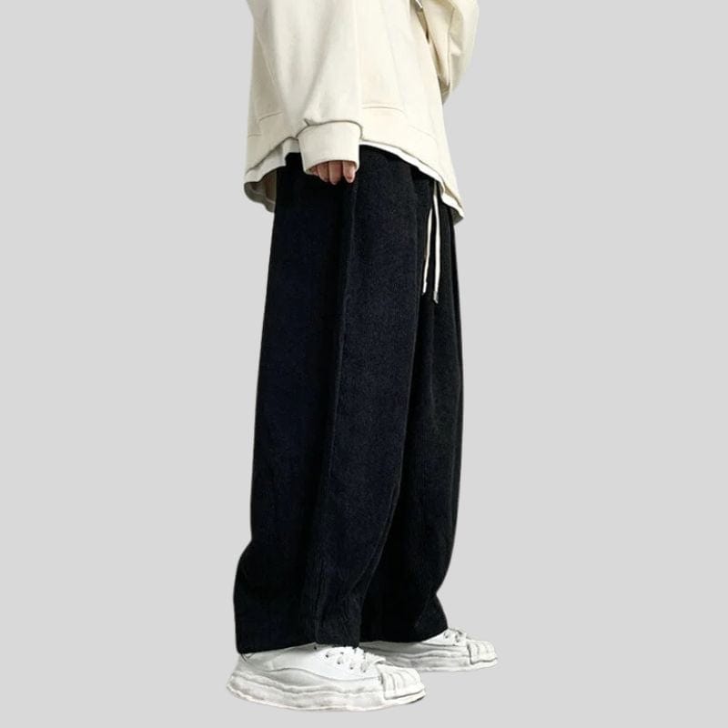 Pantalon-Noir-Velours-Cotelé-Homme