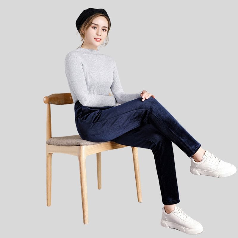 Pantalon-Slim-Velours-Femme