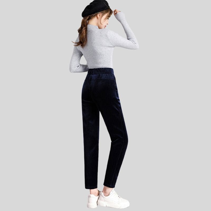 Pantalon-Slim-Velours-Femme