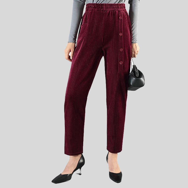 Pantalon Velour Bordeau Femme