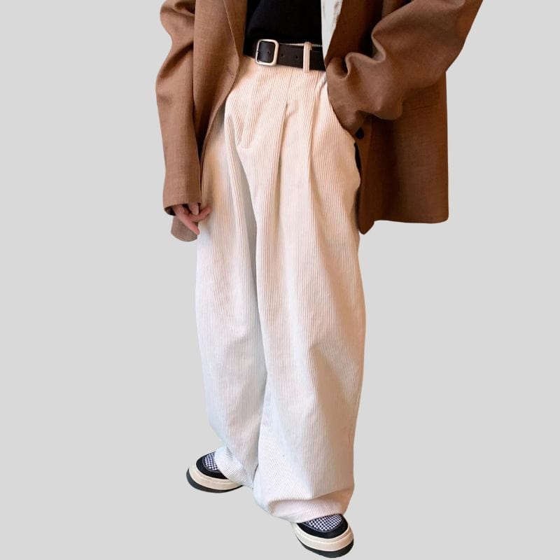 Pantalon-Velour-Cotelé-Blanc
